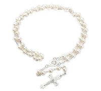 BLNC Rosary Beads Necklace, confirmation gifts for girls white rosary beads catholic women first holy communion gifts