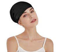 BLNC Satin Bonnet for Sleeping, Slouch Satin Lined Beanie for Sleeping Women Men Curly Natural Hair（Black）