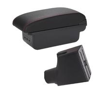 BLNETU For Toyota For Yaris Hybrid 2015-2023 Armrest Box Car Armrest Center Storage Box Interior Details Retrofit Parts(B1 Black red 3USB)