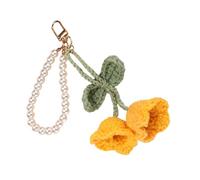 BLNGET Artistic Crochet Flower Keychain Handmade Knitted Key Jewelry Soft Yarn Texture for Decorating Bags and Keys