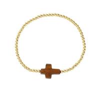BLNGET Crosses Design Bracelet with Gold Beads and Elastic Cord for Fashion Forward Individuals Seeking Styles and Spirituality