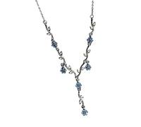 BLNGET Elegant Blue Plums Blossom Pendant Necklace Lightweight Collarbone Chain French Styles Jewelry For Women Daily Wear