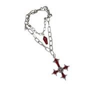 BLNGET Gothic Coffin Crosses Drop Oil Pendant Necklace In Sturdy Alloy Clavicle Chain For Alternative Fashion And Layering