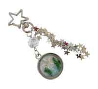 BLNGET Handcrafted Marine Heart Keychain Featuring Natural Sea Star Shells and Glass Pendant for Unique Styles Accessory