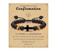 BLNGET Handmade Leather Cord Crosses Bracelet Adjustable for Boys First Communion Gifts From Dad Mum Godfather Grandparents