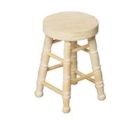 BLNGET Realistic Wood Stool Zakka Realistic Pretend Play For Role Display Round Top Model Vintage 1:12 Dolls House Dollhouses Furniture