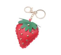 BLNGET Studded Strawberry Car Keychain with Rivet Decoration PU Leather Rings Accessory Bag Pendant For Women Men