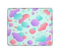 Blob Small Mouse Pad, Abstract Modern Circle Star Summer Turquoise Square Rubber Non Slip Portable Travel Mousepad Accessories for Office Home Computer Laptop Square 8x10 Inch