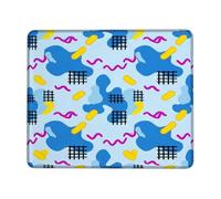 Blob Small Mouse Pad, Abstract Modern Waves Grid None Blue Square Rubber Smooth Stitched Edge Cloth Mousepad Desk Decor for Office Home Dorm Laptop Square 8x10 Inch
