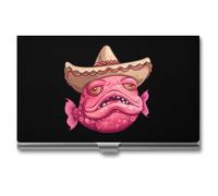 Blobfish Mexican Grumpy Blob Fish Business Card Holder Metal Wallet Credit Card ID Case for Men Women