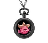 Blobfish Mexican Grumpy Blob Fish Pocket Watch Vintage Quartz Pocket Watches with Chain for Men Women Black-Style