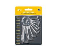 Bloc - 9 Piece Zinc Plated Hardened Steel Hex Key Set - Assortment of Sizes