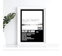 Bloc Party Black Silent Alarm Album Track list Music A4 Wall Art Print - Unframed Poster Concert Festival Glossy Artwork Unique Home Décor Gift Bedroom Mancave Rave.