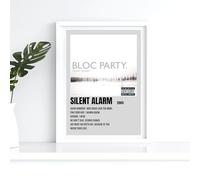 Bloc Party Silent Alarm Grey Album Track list Music A4 Wall Art Print - Unframed Poster Concert Festival Glossy Artwork Unique Home Décor Gift Bedroom Mancave Rave.