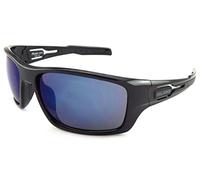 Bloc Phoenix Wrap Sunglasses Shiny Black with Blue Mirror CAT.3 Lenses XB780