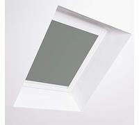 Bloc Skylight Blind M4A for Rooflite Roof Windows, Pewter Blackout - White Aluminium Frame