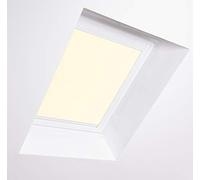 Bloc Skylight Blind S6A for Rooflite Roof Windows, Cream Blackout - White Aluminium Frame