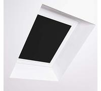 Bloc Skylight Blind UK04 for Velux Roof Windows, Black Blackout - White Aluminium Frame