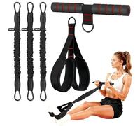 BLOCE Pedal Resistance Band with Handle, 3 Tube Adjustable Resistance Bands for Abdomen, Upgraded Exercise Equipment with Soft Foot Pedal for Abs Arm Leg Waist Workout, Core Pilates (Black)