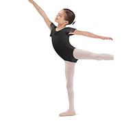 Bloch Dance Girl's Scarlett Flutter Sleeve Leotard with Sequin Dot, Black, Size 8-10