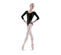 Bloch Dance Women's Ballon 3/4 Sleeve Pinch Front/Back Leotard, Black, Small
