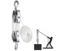 Block and Tackle,4400 LBS Breaking Strength Pulley,Rope Hoist Working Load Block,Heavy Duty Hoist Pulley 8:1Lifting Power Pulley System,Pulley Hoist for Animal Husbandry,Warehouses,Constructions