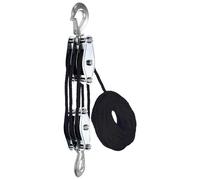 Block and Tackle Pulley Tool Upgraded 3/4 Wheel Rope Pulley Hoist 1100/2200Lbs Work Load Rope Hoist for Garage Garage for Deer