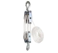 Block And Tackle - Wheel Block Pulley Hoist, Rope Block And Tackle Pulley System, Rope Pulley Hoist 2200lbs Breaking Strength, Small Block And Tackle Double Pulley System,