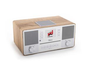 Block Aurora stereo system with integrated speakers for powerful sound in walnut