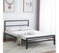 Block Bed - 5Ft King 150X200Cm - Black - Strong Metal Bed - Reinforced Mesh Base - Robust Steel Structure