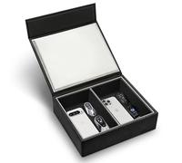 BLOCK BOX's Faraday Box for Car Keys with Magnetic Closure | PU Leather Large Dual Compartment 23.3 x 19.5 x 7 cm | Double Layer RFID Signal Blocker Box Prevents Keyless Entry Fob Cloning (Black)