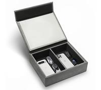 BLOCK BOX's Faraday Box for Car Keys with Magnetic Closure | PU Leather Large Dual Compartment 23.3 x 19.5 x 7 cm | Double Layer RFID Signal Blocker Box Prevents Keyless Fob Cloning (Charcoal Grey)