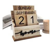 Block Calendar for Desk,Wooden Blocks Calendar - Perpetual Retro Multi-Purpose,Reusable Calendar Blocks for Bedrooms, Decorative Date Indicator for the