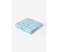 HOMESCAPES Blue and White Gingham Floor Cushion Block Check Pattern 100% Cotton Cushion Pad Large 50 x 50 x 10cm Square Outdoor Garden Cushion or Indoor Dining Chair Booster Seat