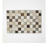 Homescapes Block Check Grey Leather Placemats Set Of 4