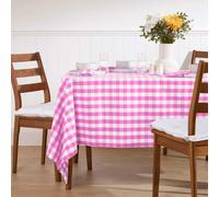 HOMESCAPES Pink Table Cloth, Cotton Gingham Tablecloth, Rectangular Block Check, Handcrafted & Durable Dining Table Cover with Hem Stitch, Hypoallergenic, Washable, 137 x 228cm