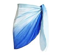 Block Garden Women's Short Sarong Wrap Skirt Chiffon Swimsuit Cover up Beach Pareo Wraps, X - a Ombre Blue, One Size