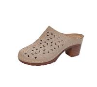Block Heel Mules Women,Closed Toe Slides For Women,Solid Colour Slides With Stable Chunky Heel,Breathable Hollow Out Slide,Non-Slip & Wear-Resistant Sole Sandals,Summer Casual City Walk
