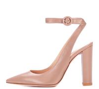 Block Heel Pumps for Women, Sexy Pointed Toe Comfy Chunky Block Party Dress Shoes Closed Toe Slingback Fashion Buckle Prom Nights High Heels,Nude,4 UK