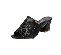 Block Heel Sandals for Womens Comfy UK,Ladies Block Mid High Heels Thick Bottom Slippers Slip On Open Toe Party Bridal Wedding Shoes Comfort Breathable Classics Work Utility Sandals