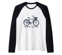 Block Island Bicycle Graphic Rhode Beach Montauk Fishing Raglan Baseball Tee