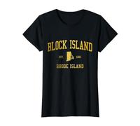 Block Island Rhode Island RI Vintage Pride Value Graphic T-Shirt, Women, Black, L