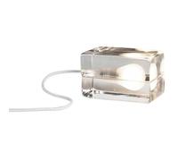 Block Lamp Table Lamp Clear Glass White Cord