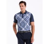 Block Madras Plaid Golf Polo In Black Iris