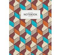 Block Notebook - Geometric Print design - Burgundy Orange Aqua - Paperback notebook - A4 - Lined Ruled 8mm - 8.5 x 11 inches: Small print A4 Notebook ... Pages, Matt Finish with bright clear colors