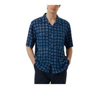 Block Print Circles Camper Shirt - male - Universal Works - Short Sleeve Shirts - Blue - L - Shirts L