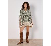 Block Print Oversized Shirt Apricot Khaki 10