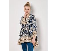 Block Print Oversized Shirt Apricot Navy 12
