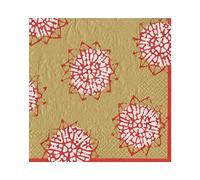 Block Print Stars Caspari red/Gold Christmas Caspari Paper Luncheon Napkin 20 in Pack 33cm Square