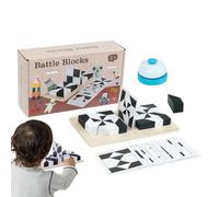 Block Puzzle - Wooden Logic Game Toy | 24cm Black White Challenge | Complete Brain Training Activity Ending With Home Classroom Travel Family And Educational Play Use